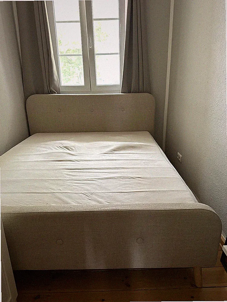 Polsterbettgestell BEIGE 160x200 mit Kopfteil, Lattenrost, OHNE Matratze!