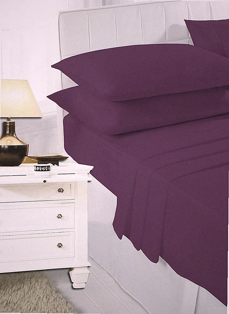PolyBaumwolle Uni Flach Spannbetttuch Kissenhülle Etagenbett Einzel Doppelbett King/Groß Super