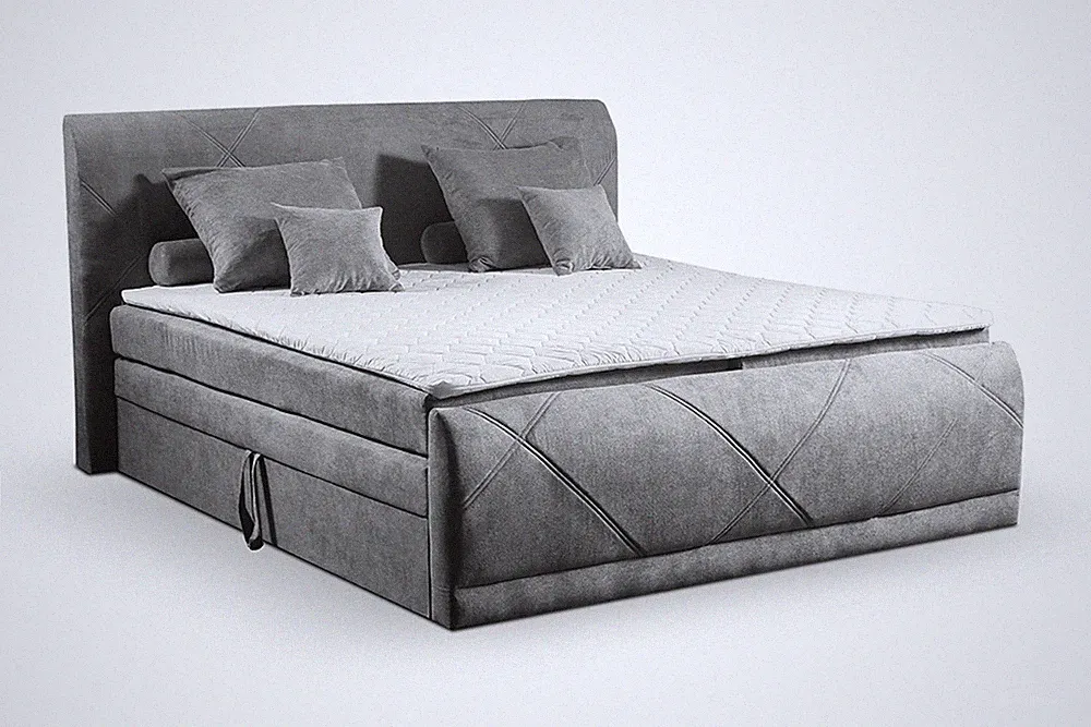 Porto Boxspringbett 180x200 Hotelbett Bonellfederkern Bett mit Topper Bettkasten
