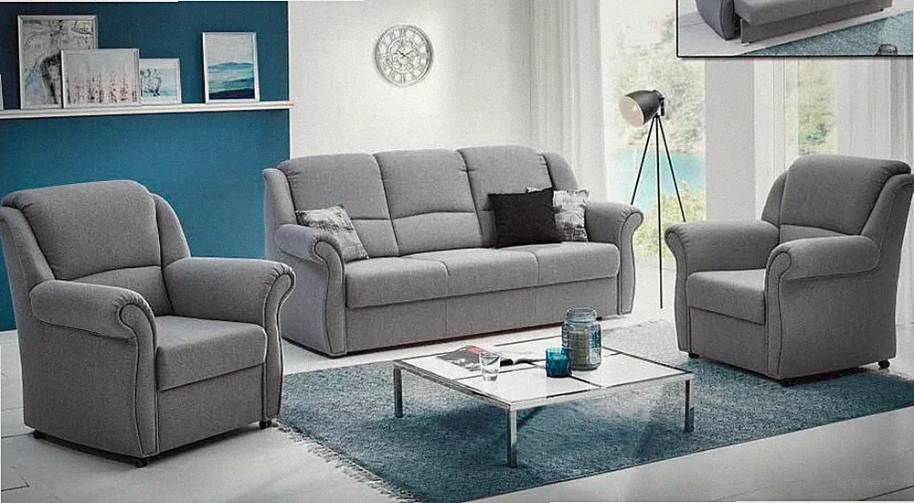 Posa Rügen Polstergarnitur Bettfunktion Wohnlandschaft Schlaffunktion Schlafsofa