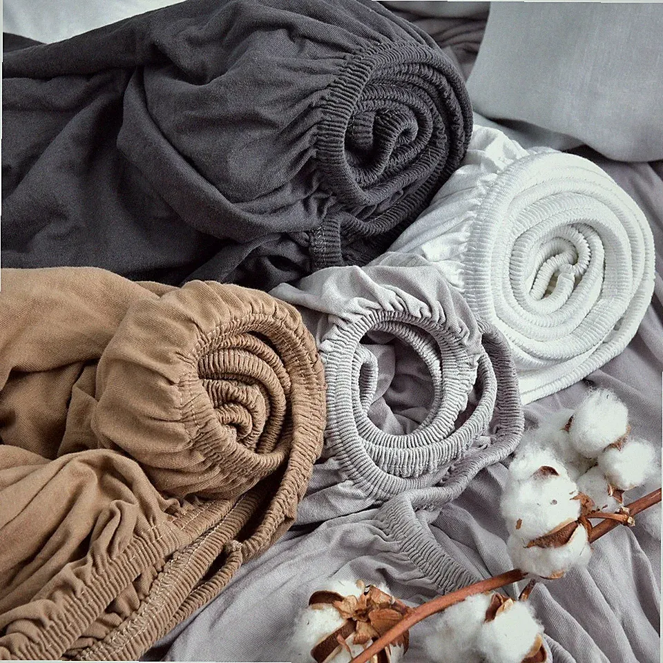 Premium Spannbettlaken 97% Mako-Jersey-Baumwolle und 3% Elasthan, Boxspringbett