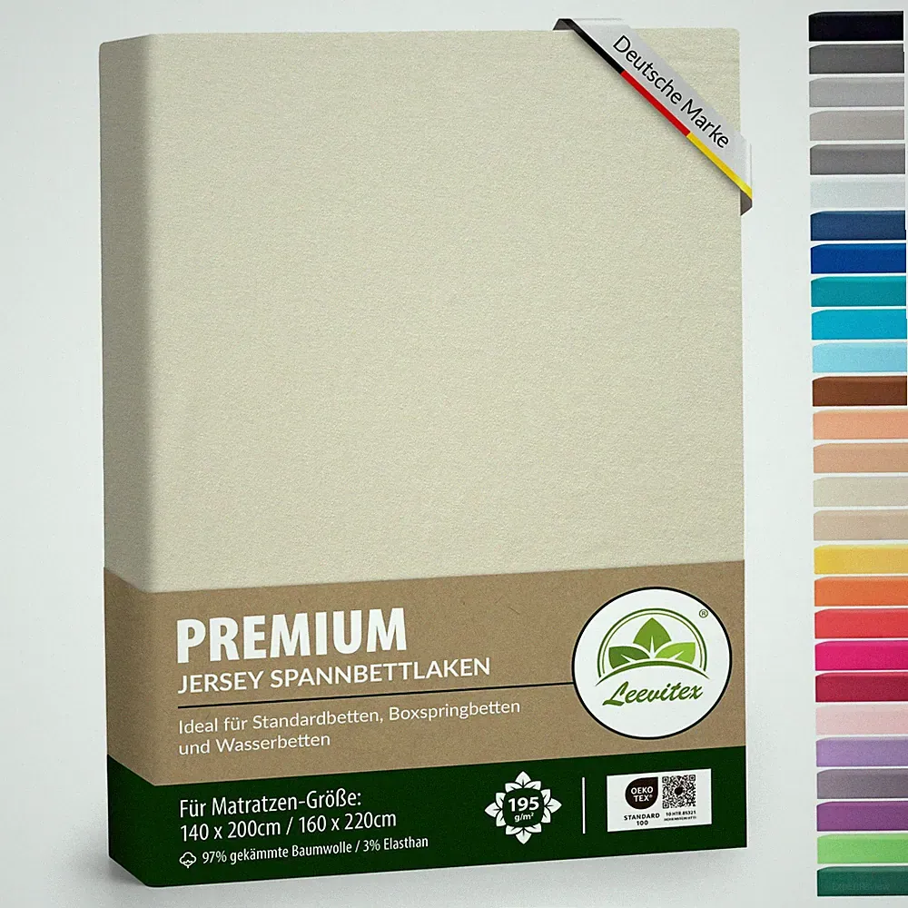 Premium Spannbettlaken 97% Mako-Jersey-Baumwolle und 3% Elasthan, Boxspringbett