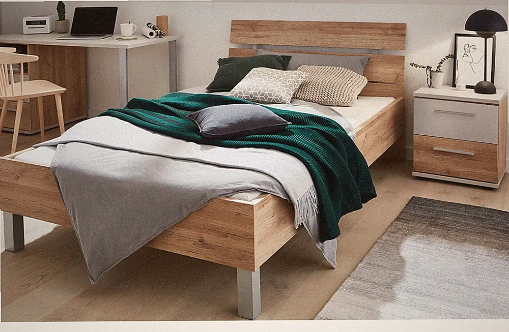 Priess New York günstiges Jugendbett Einzelbett Futonbett mit Kopfteil 3 Farben