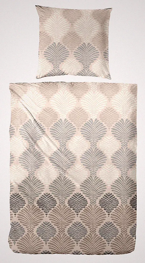 Primera Edelflanell Bettwäsche 135x200 Orient Fächer beige natur grau 174150-77