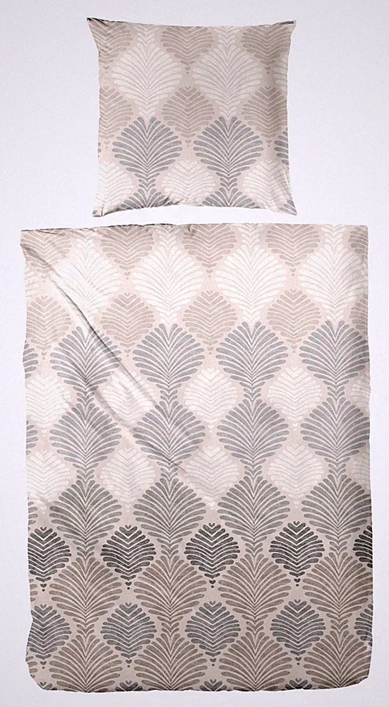 Primera Edelflanell Bettwäsche 155x220 Orient Fächer beige natur grau 174150-77