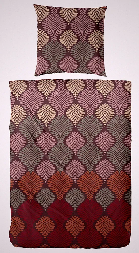 Primera Edelflanell Bettwäsche 155x220 Orient Fächer rot grün grau 174150-27