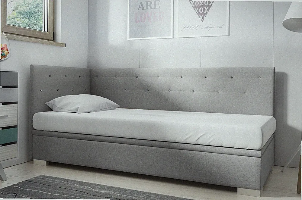 PRINCESS 1R Jugendbett 90x200 cm mit Kristallen Polsterbett Teenager Bett