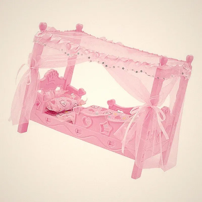 Puppen Himmelbett mit Bettwäsche Set zum Zubehör