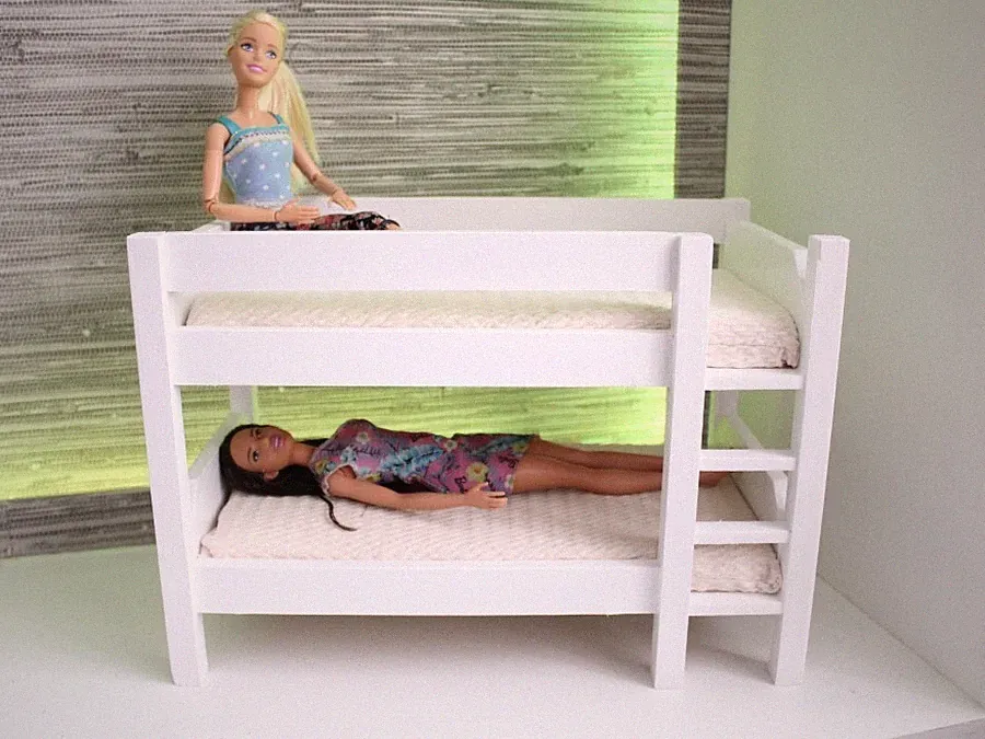Puppenhaus Etagenbett 12 Zoll Puppe Maßstab 1:6 modernes Bett Miniatur Puppenmöbel