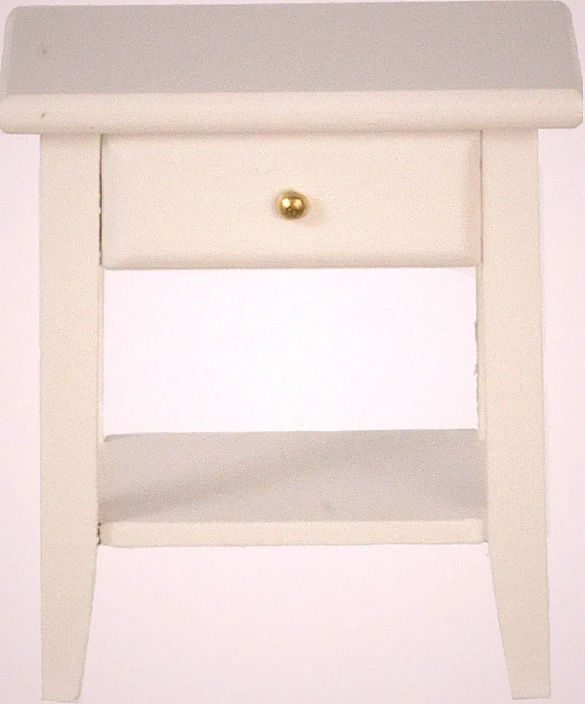 Puppenhaus weiß Nachttisch & Schublade Miniatur Schlafzimmer Möbel 1:12
