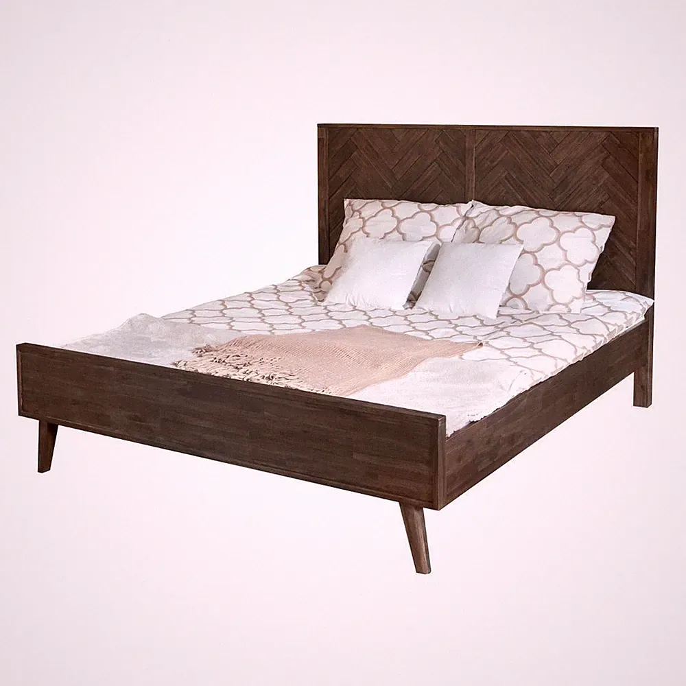 Queen size Bettgestell Holz Modern Factory Loft Design Holz Liegefl 140x200cm