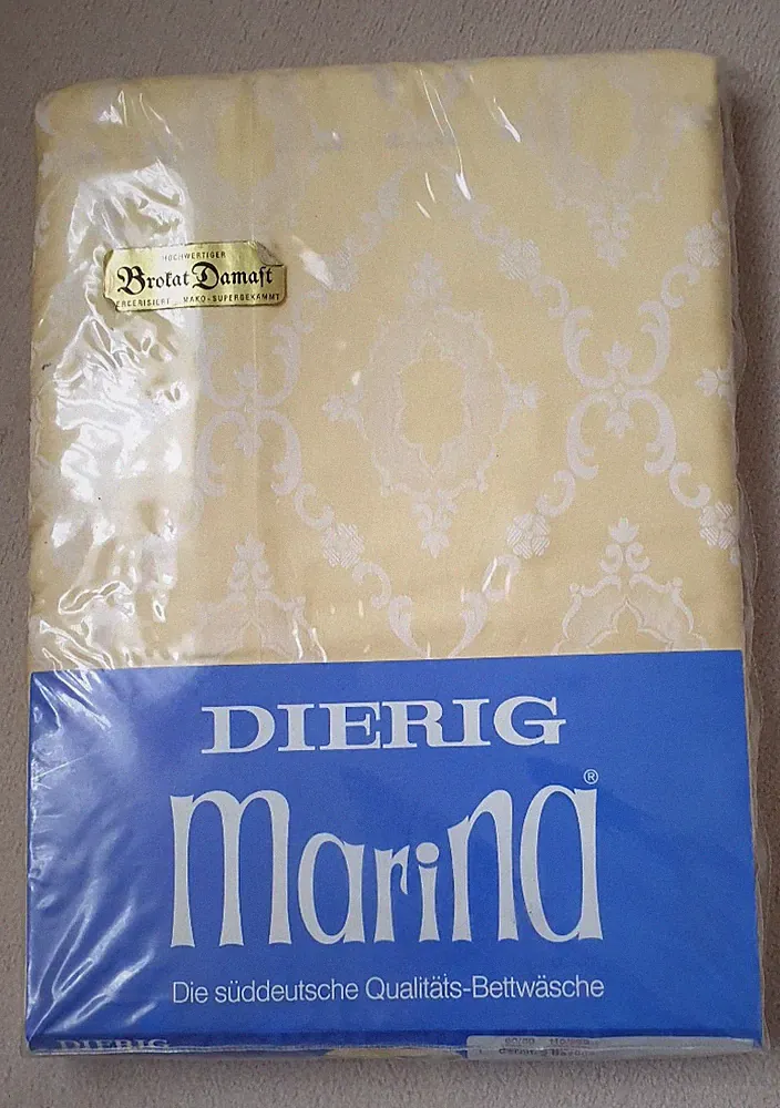Rar Gold Champagner Vintage 4Tlg Mako Brokat-Damast Bettwäsche 60er/70er 140x200