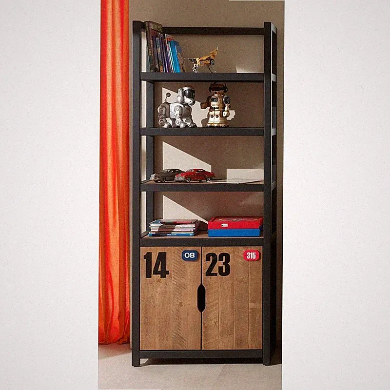 Regal Bücherregal cognac massiv schwarz Kinderzimmer Jugendzimmer Regal-Schrank