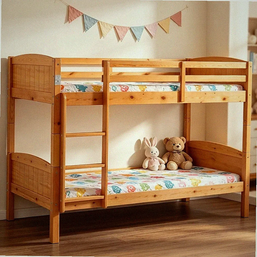 Robuster 3 Fuß Kinder Holz Etagenbettgestell - Platzsparende Doppelschlafcouch in Karamell