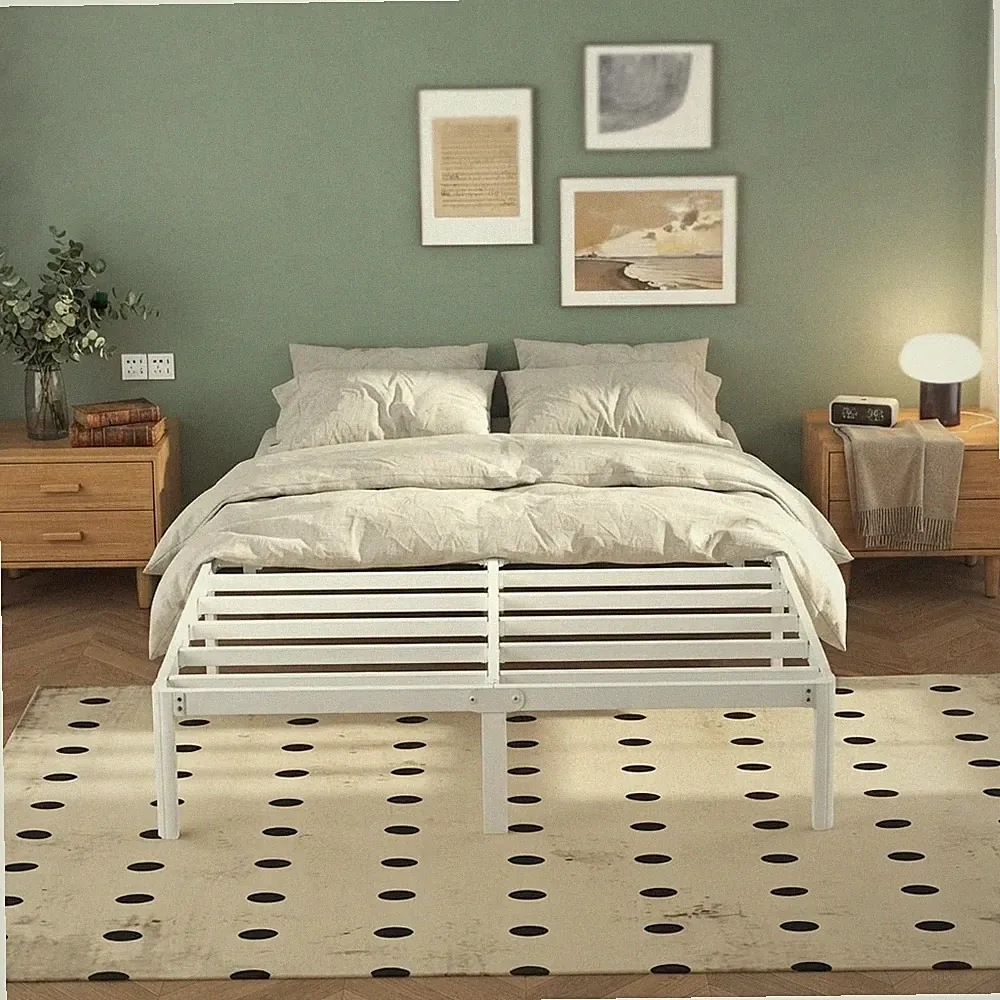 Robuster weißer Doppelbettrahmen 4 Fuß 6 - unterstützt 500 kg, kein Boxspringbett erforderlich