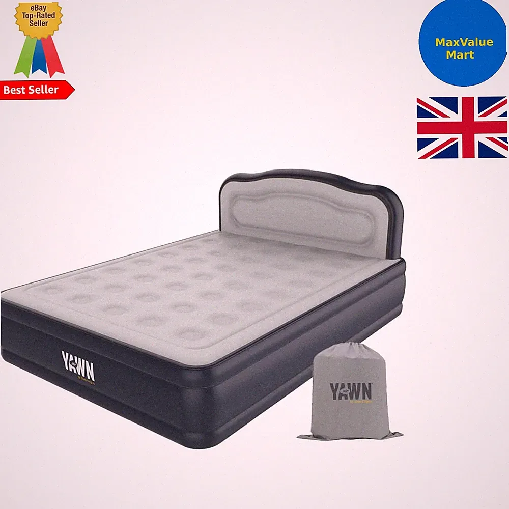 Robustes aufblasbares King Size Bett - eingebaute Pumpe & Kopfteil für ultimativen Schlaf