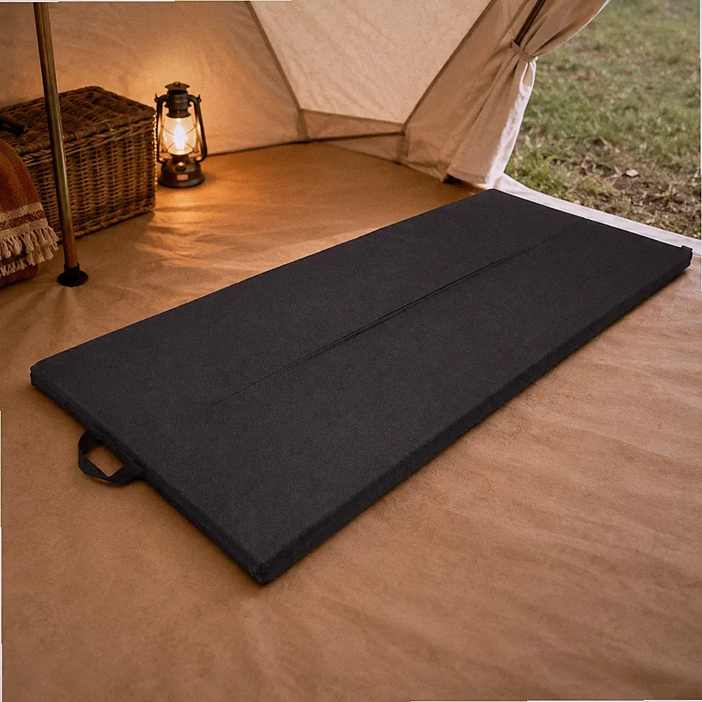 Roll-Up Futonmatratze 2 Zoll hochdichter Schaumstoff Gästebett Camping Bodenmatte schwarz
