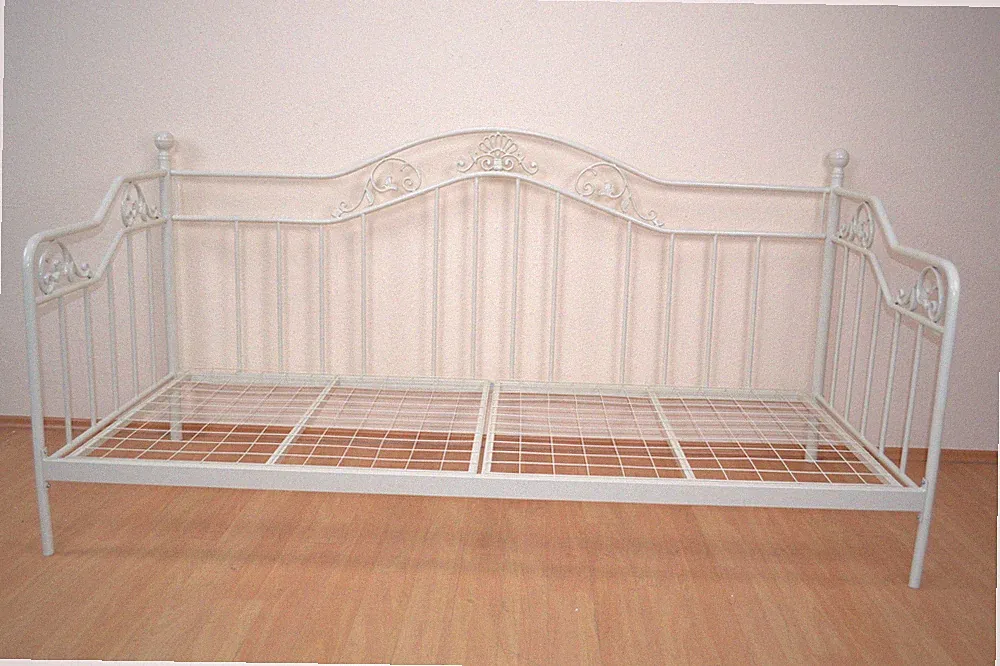 romantisches Tagesbett cremeweiß 90 x 200 cm Metallbett Jugendbett Einzelbet neu