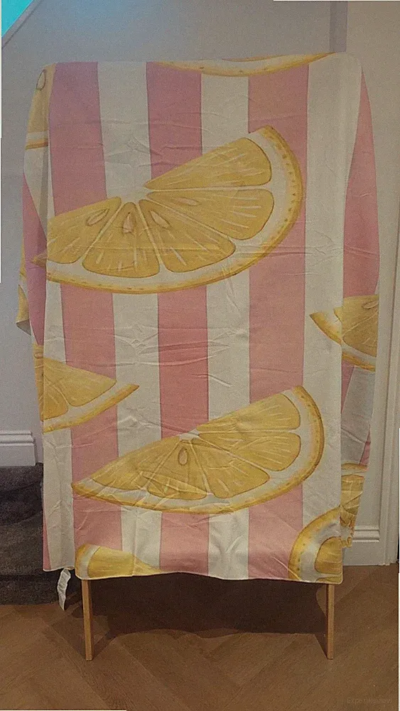 Rosa-weiß gestreifte Decke mit Zitronen 180x200cm nagelneu