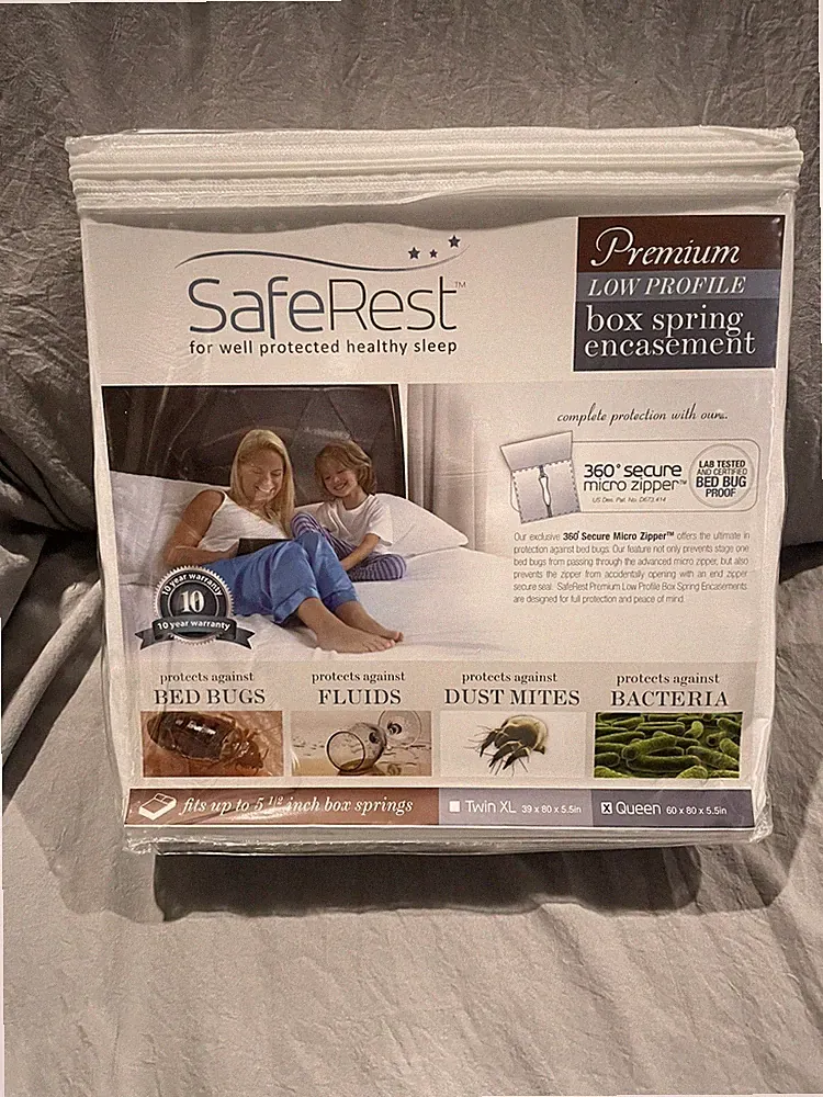 SafeRest Box Spring Encasement Queen Low Profile Premium Secure Micro Zipper