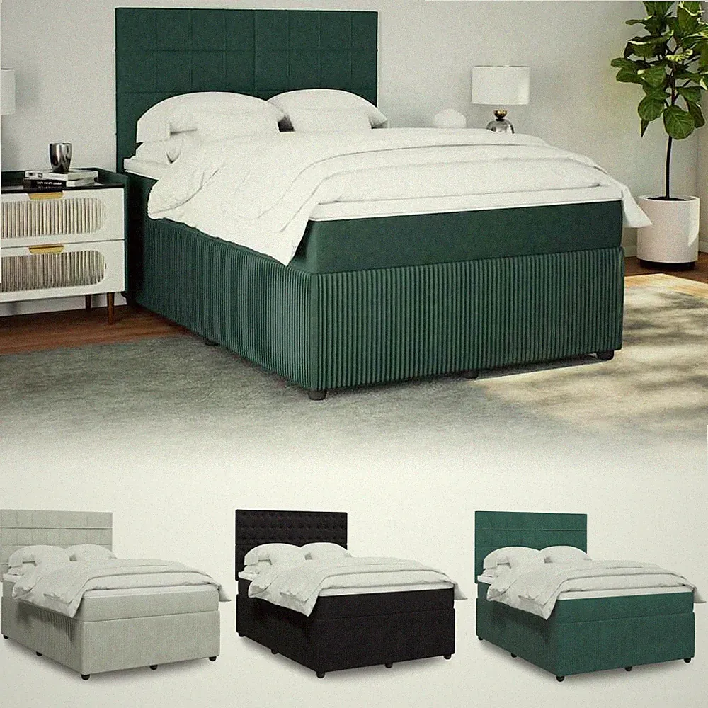 Samt Boxspringbett Bett Mit Matratze Einzelbett 90/100/120/140/160/180 x 200 cm
