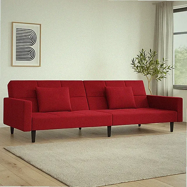 Schlafsofa 2-Sitzer mit 2 Kissen Schlafcouch Tagesbett Gästebett Samt
