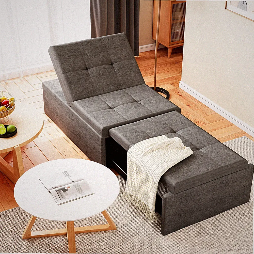 Schlafsofa Bodensessel mit 5Stufig Verstellbarer Rückenlehne Bettsofa Wohnzimmer