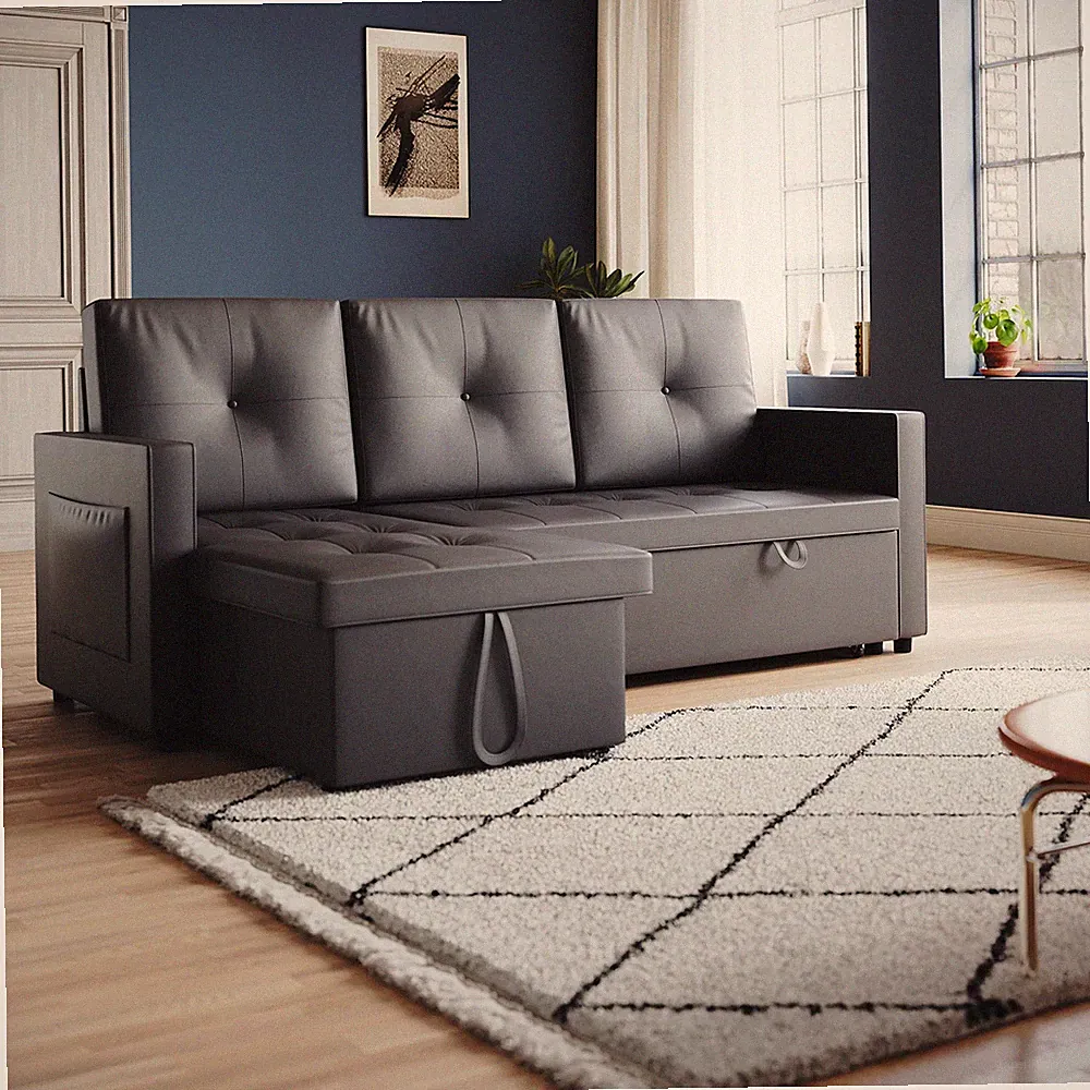 Schlafsofa Schlafcouch mit Schlaffunktion und Bettkasten 3-Sitzer-Sofa Ekcsofa