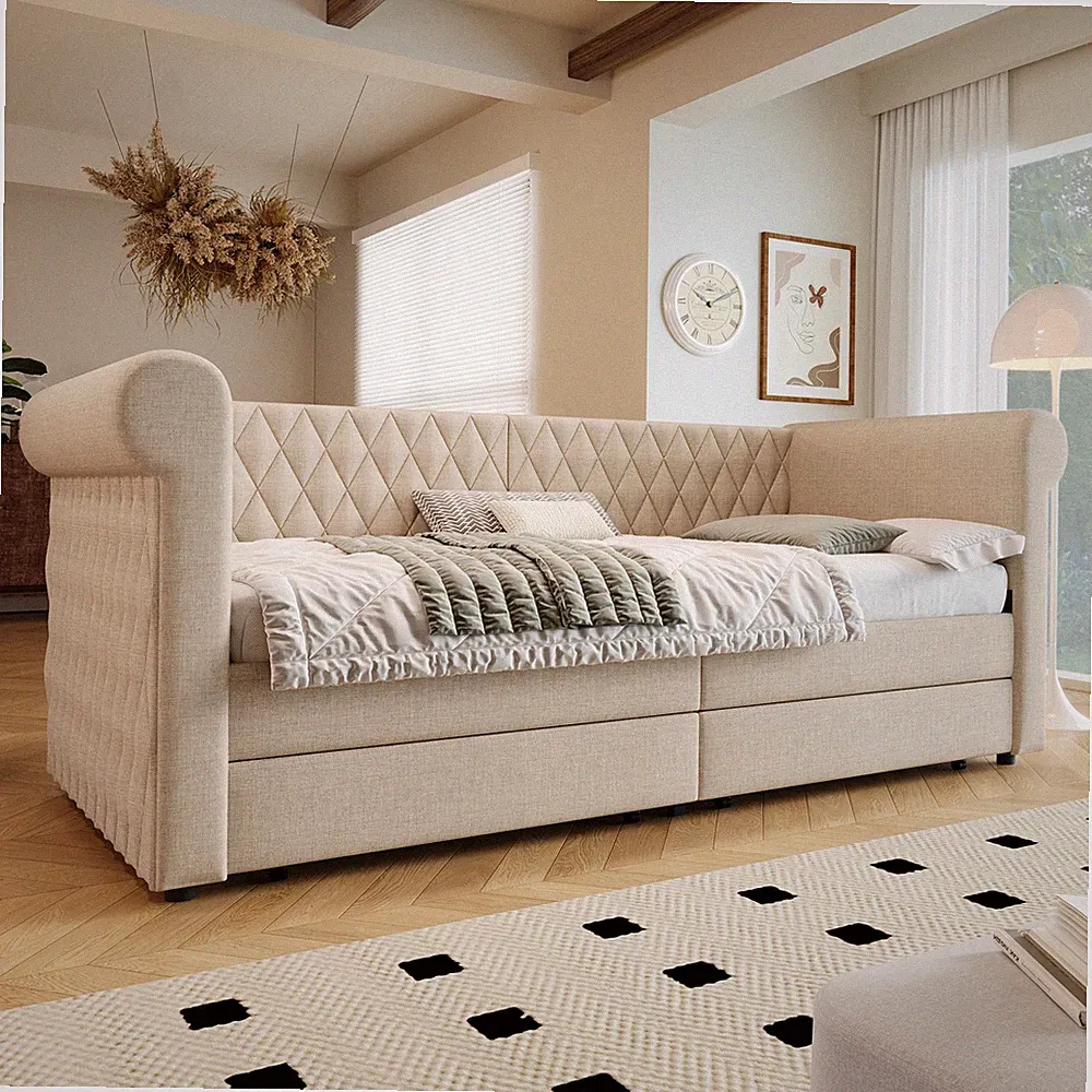 Schlafsofa Tagesbett mit 2 Stauraum Schubladen kinderbett Jugendbett Bettgestell