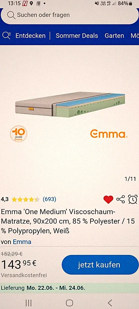 SCHNÄPPCHEN !!! Komfort Bett mit Matratze und Lattenrost