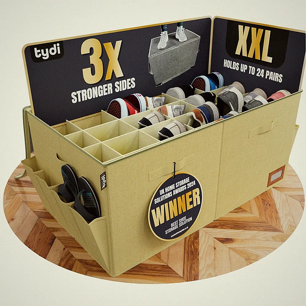 Schuh Aufbewahrungsbox XXL Organizer 24 Fächer Klarsichtdeckel klappbar unter Bettregal