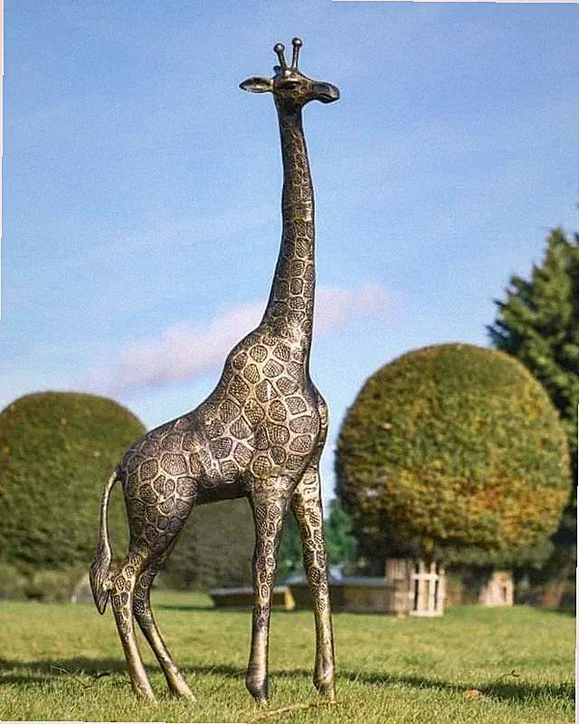 Schwarz & Gold Finish Giraffe Aluminiumguss Skulptur Lebensecht Safari Tiere USA