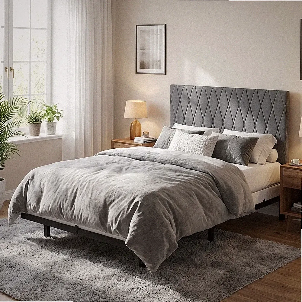 Schwebebett + Matratze mit Lattenrost 200×90 Polsterbett Einzelbett Bettgestell