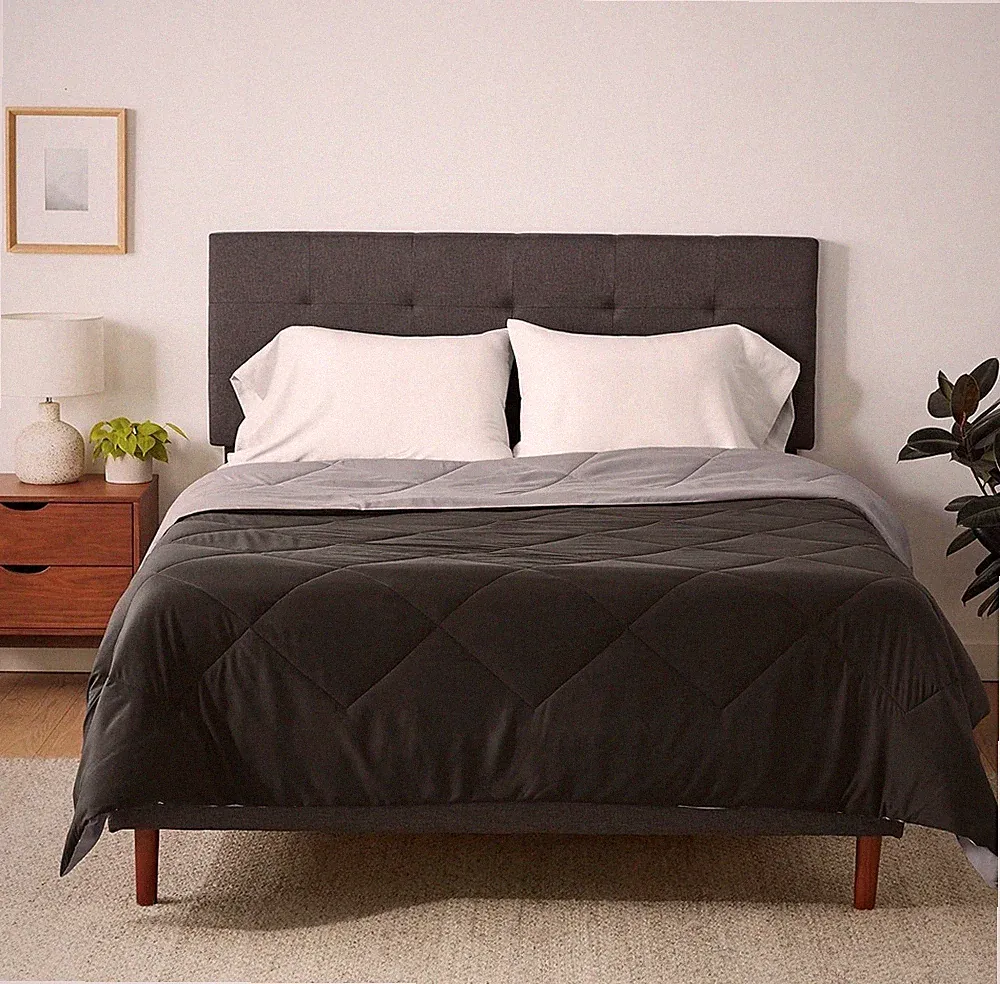 Schwere Wendebettdecke 140x200cm - Grau/Schwarz, perfekt für alle Jahreszeiten