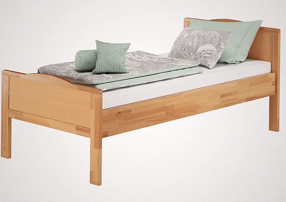 Seniorenbett breit Überlänge extra hoch Einzelbett Buche 100x200 Zubehör wählbar