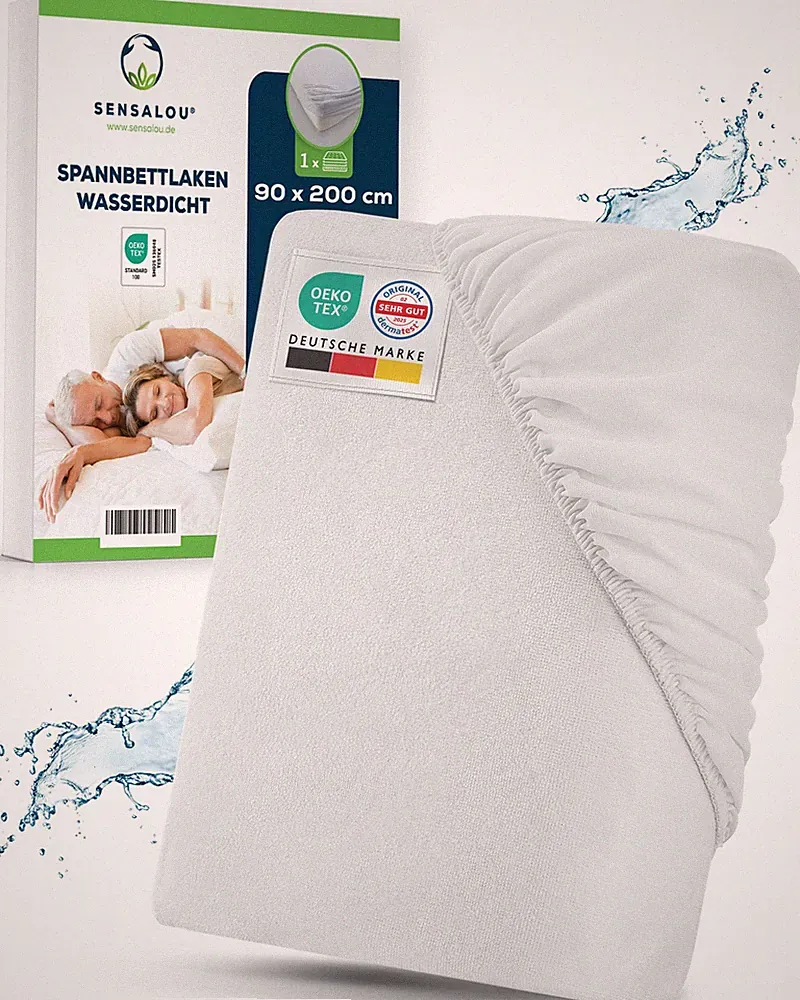 Sensalou Spannbettlaken wasserdicht 90x200 Inkontinenz Matratzenschutz weiß