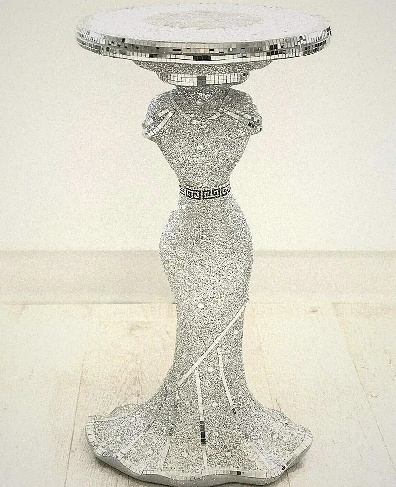 Silber verspiegelt Beistelltisch modern Pflanzenständer Bett Beistell Glitzer Beistell Romany Pearl