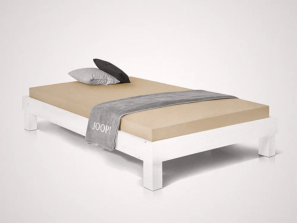 Singlebett Massivholzbett Futonbett ohne Kopfteil PUMBA 90x200 cm Fichte weiss