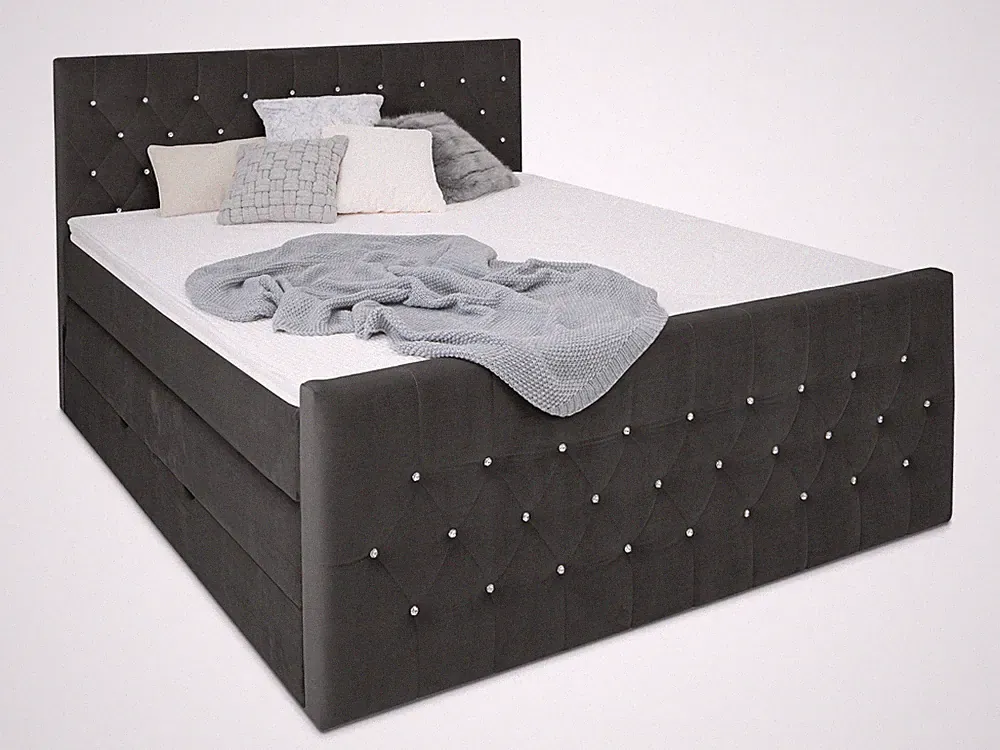 Sira Boxspringbett mit Bettkasten 160x200 180x200 200x200 cm Stauraum mit Topper