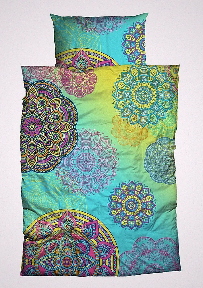 Sister S. Bettwäsche Set Eivissa blau gelb Fantasie Mandala