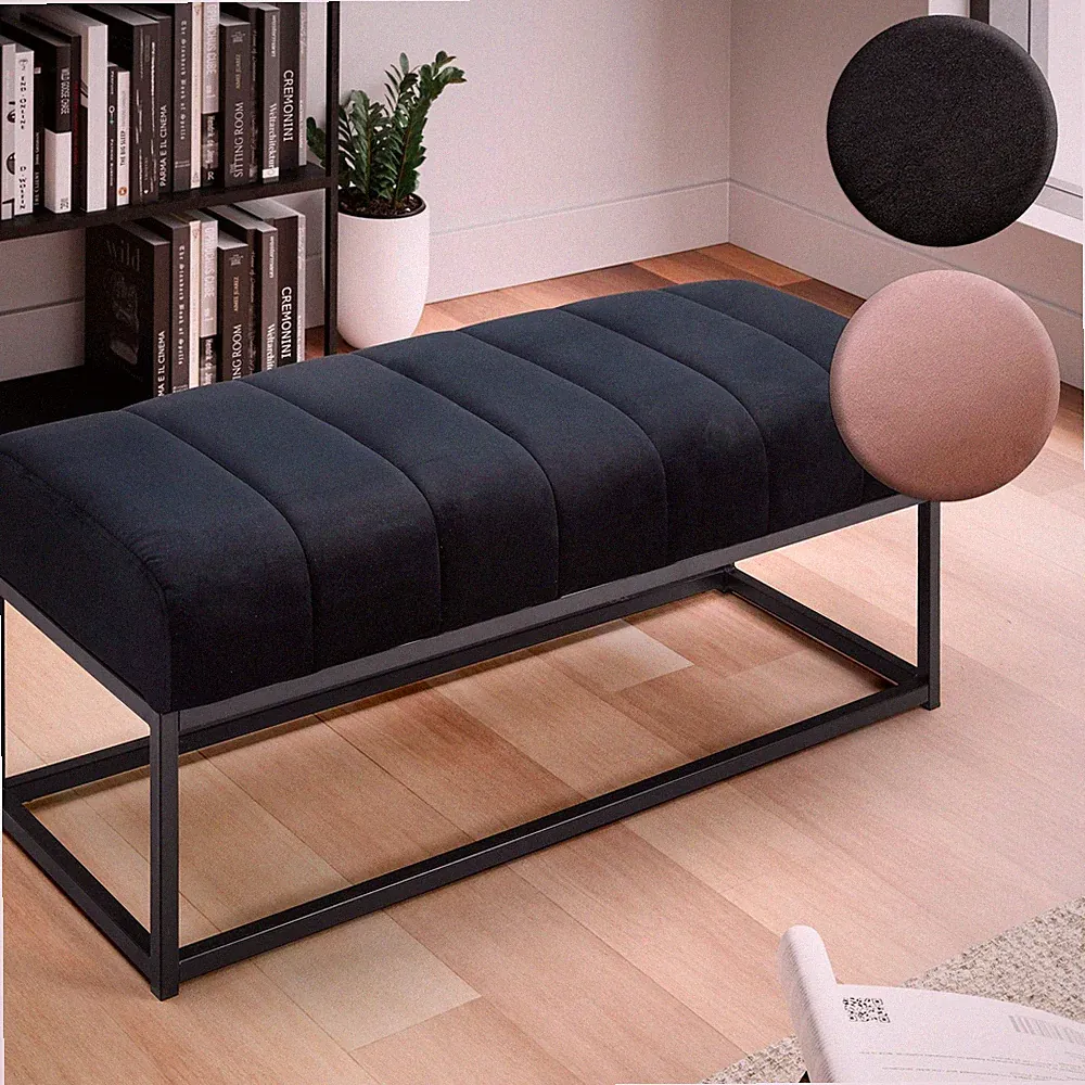 Sitzbank FineBuy Polsterbank Samt 108 cm Bettbank Flurbank Modern Bank Garderobe
