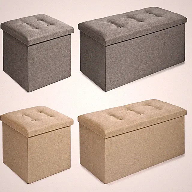 Sitzbank Hocker mit Stauraum Truhe Bettbank Box beige grau Falthocker CelinaTex