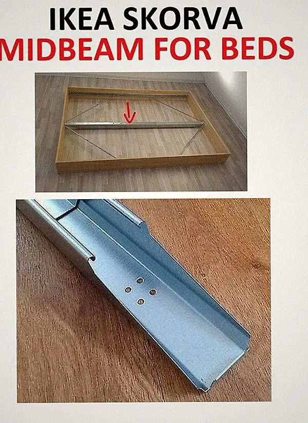 Skorva Ikea Bett Stahlträger Mittelstütze verzinkt längenverstellbar 203cm Van