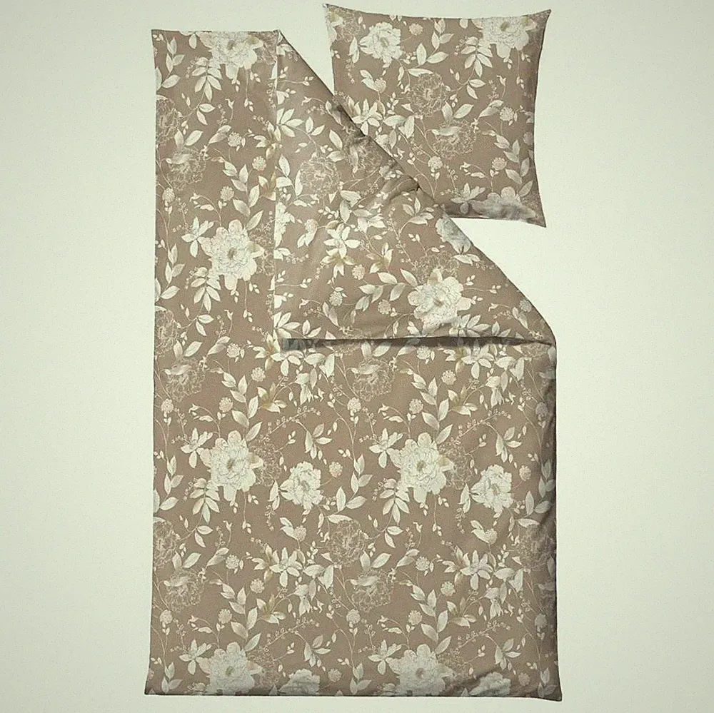 Södahl Bettwäsche 135x200 und 80x80 skandinavisches Blumendesign beige