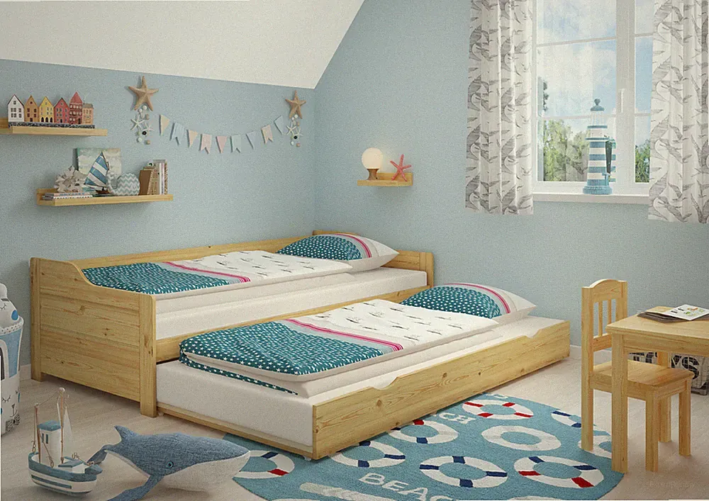 Sofabett Gästebett 90x200 Einzelbett Bettkasten Kiefer Zubehör wählbar