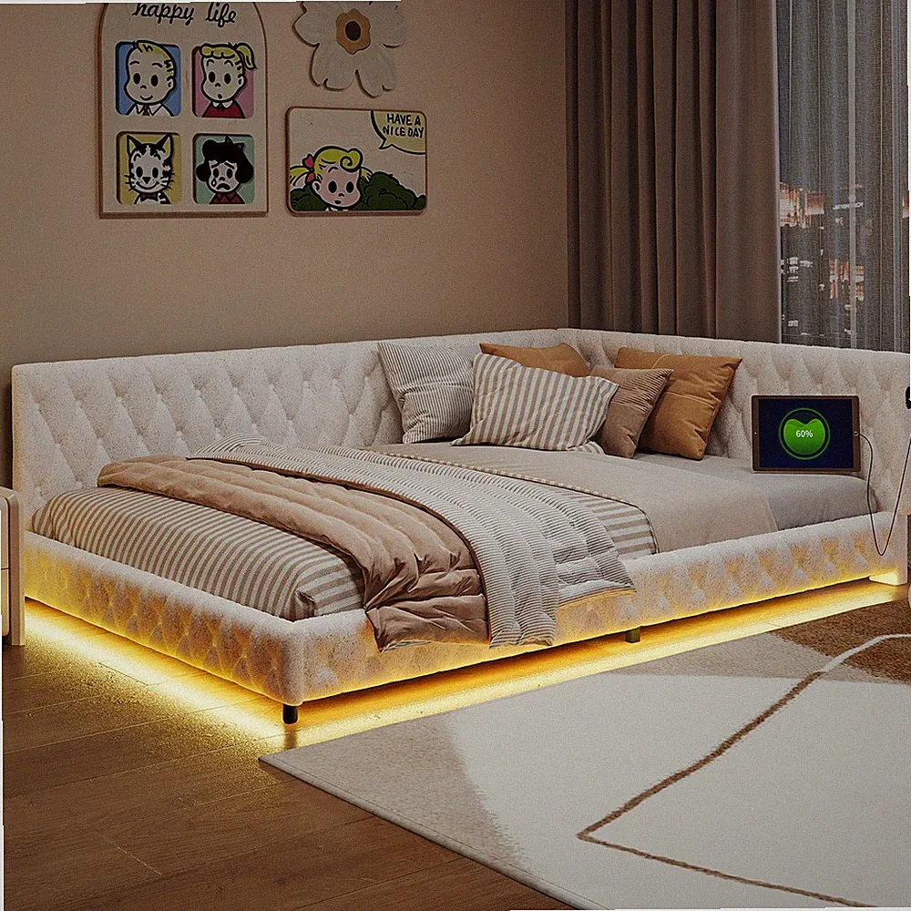 Sofabett Polsterbett Tagesbett Doppelbett Gästebett Bettgestell Weiß 140x200cm