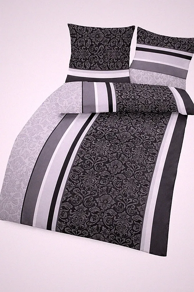 Soma Biber 135x200 80x80 Barock gestreift Boho grau schwarz bieber warm
