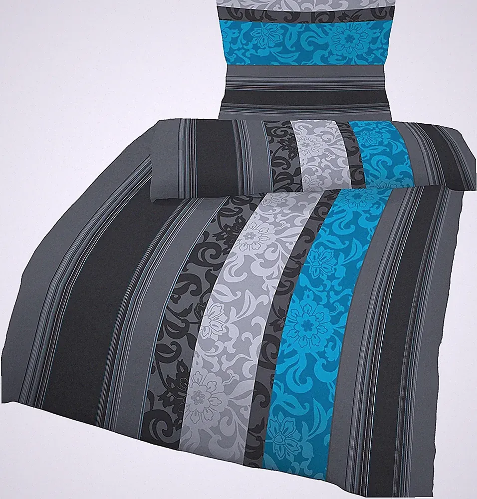 soma Biber Bettwäsche 135x200 80x80 Barock gestreift Boho grau blau bieber warm