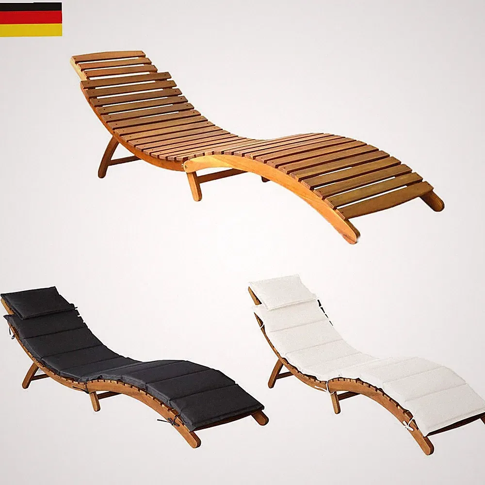 Sonnenliege Akazie Massivholz Gartenliege Liegestuhl Holzliege Tagesbett Lounge