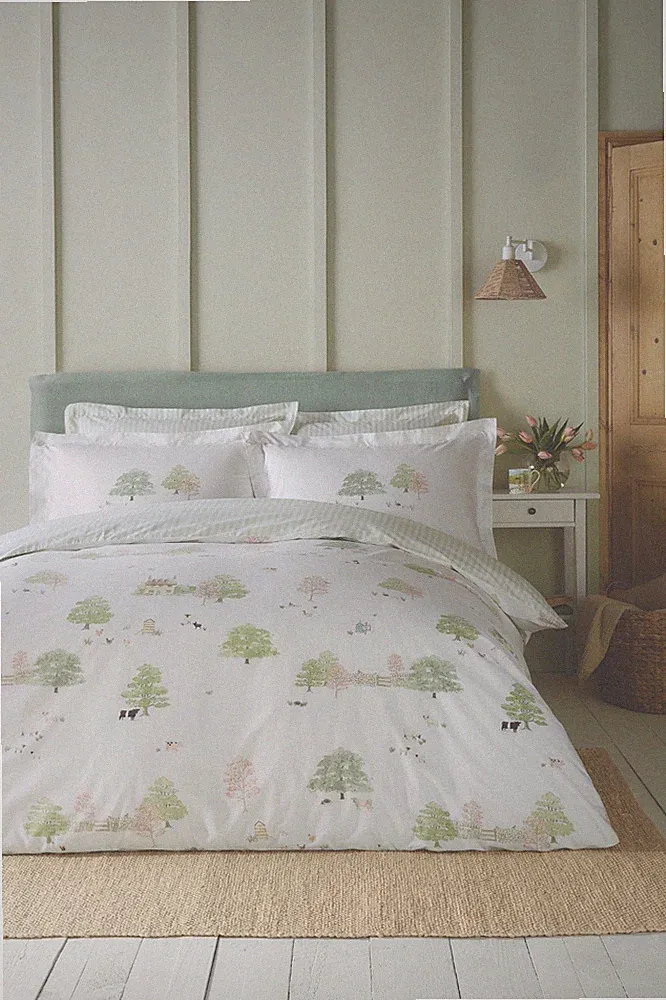 Sophie Allport Spring Cottage 100 % Baumwolle Bettwäscheset - grün
